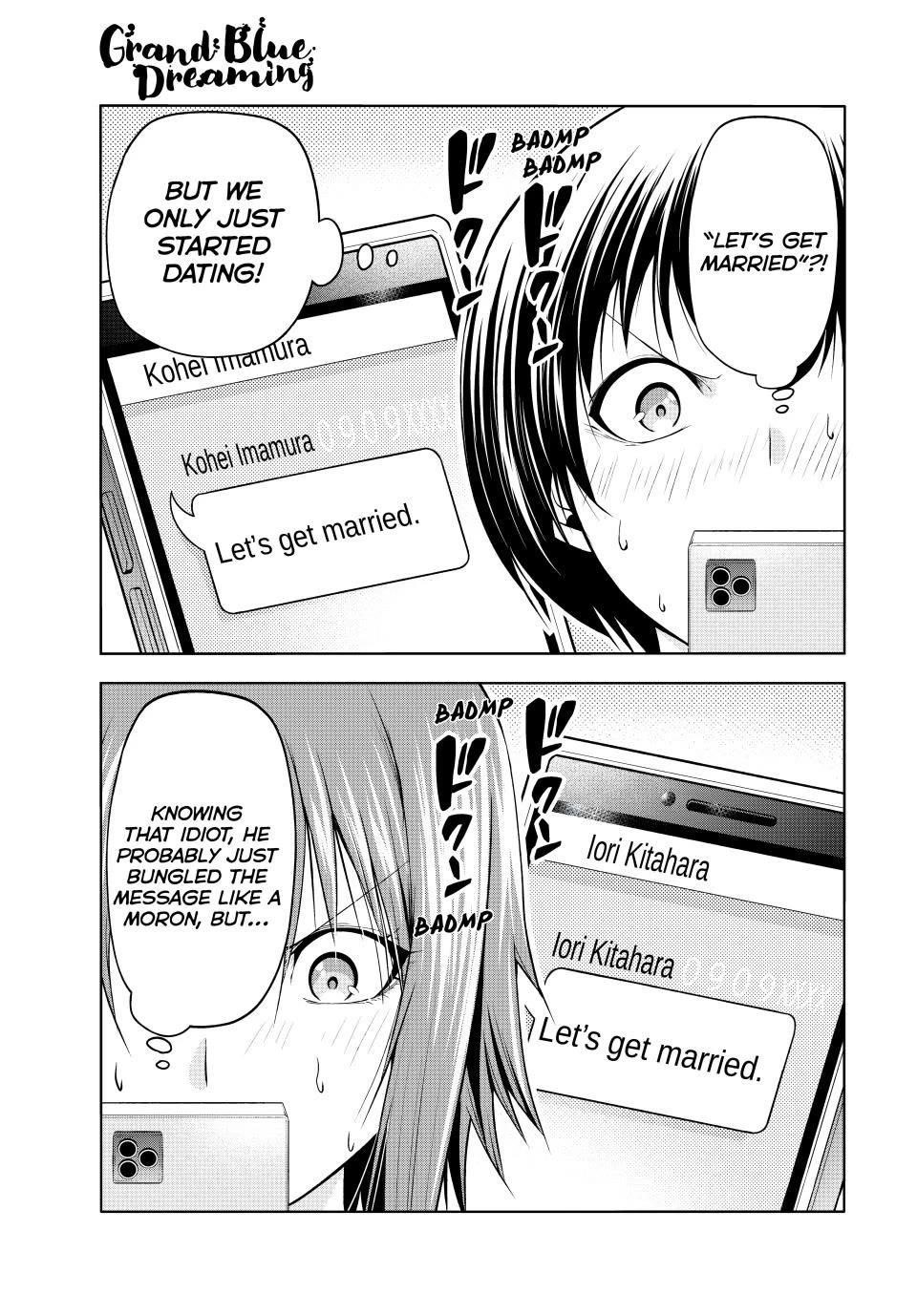 Grand Blue Manga Chapter 99 page 1 - Proposal scene
